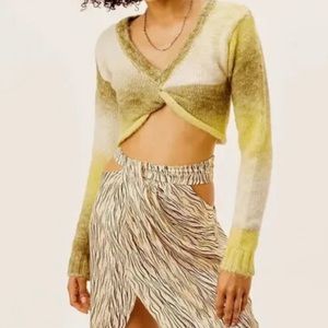 For Love & Lemons Celeste Twist Front Crop Sweater S Small Wool Blend